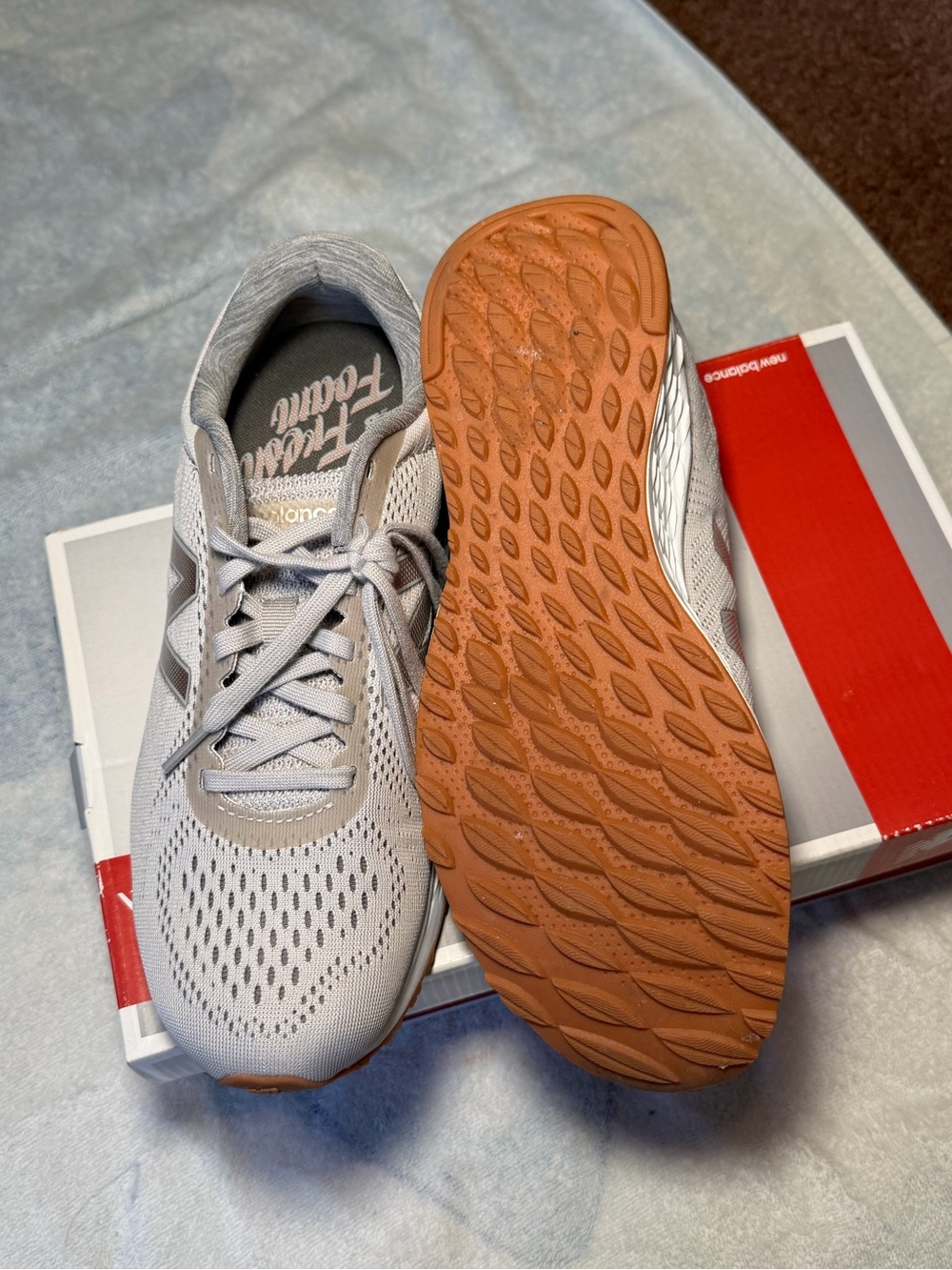New Balance Men's Light Gray Sneakers with Gum Outsole
